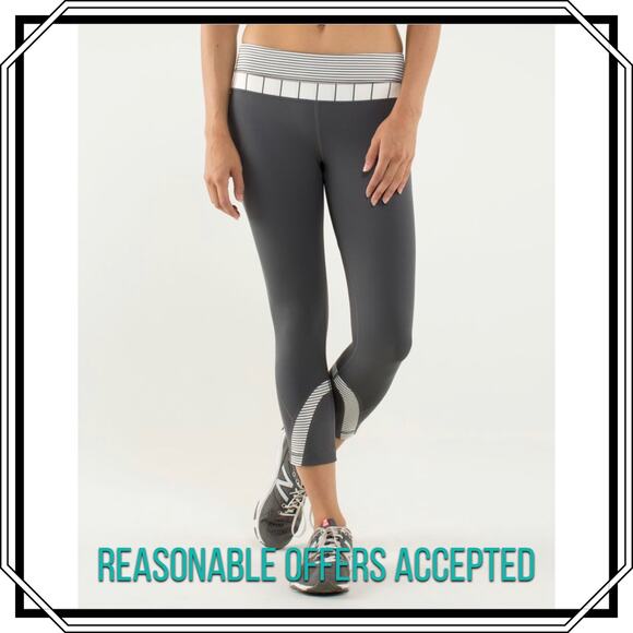 Lululemon Athletica Pants - Lululemon Leggings Run Inspire Crop Gray Size 8 Athletica Athletic